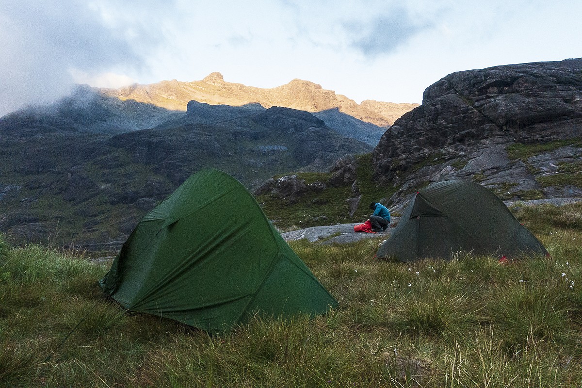 Soloist (left) on a midgey evening at Coruisk - I'll soon be thankful for the insect screen door  © Dan Bailey