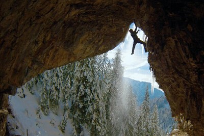 Tom Ballard ice climbing.  © BBC