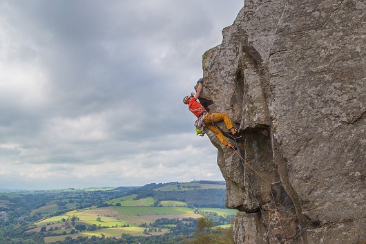 Jesse climbing like a man possessed on L'Horla, laying down the first non-sight in style!  © Molly Dufton