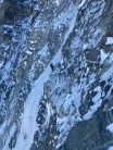 Belay above the icefall - taken from the traverse