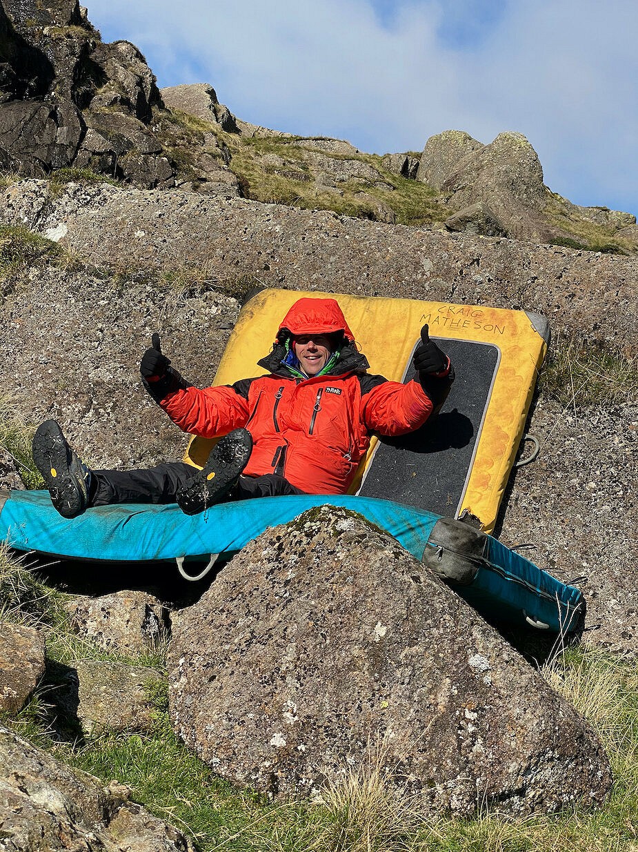 Craig after his successful ascent of Hard Cheese  © Craig Matheson Collection