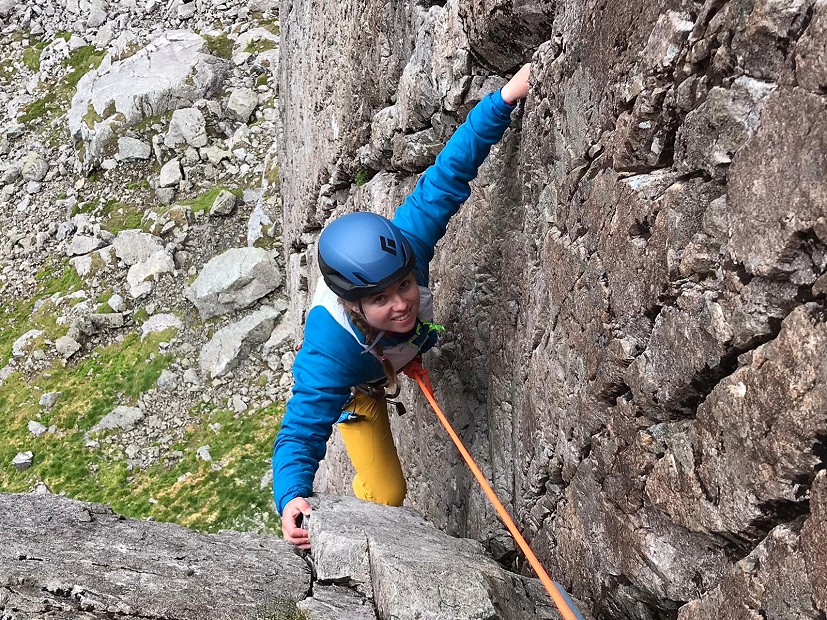 Ailsa climbing Centurion on Ben Nevis.  © Jamie Holding
