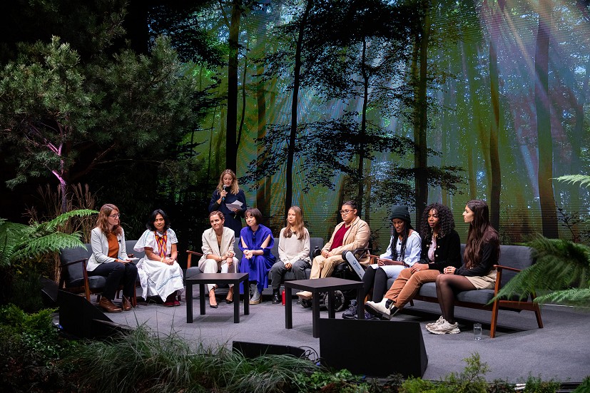 A surprise youth activist panel chaired by Emma Watson.  © Craig Gibson/NYTimes