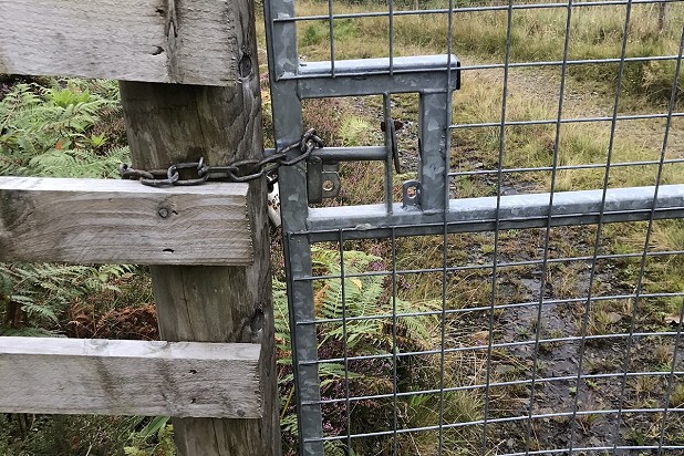 One of the locked gates barring legal access on the Ardnamurchan Estate  © Ramblers Scotland
