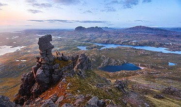 Sunset views over Assynt from Pinnacle Ridge  © Hamish Frost