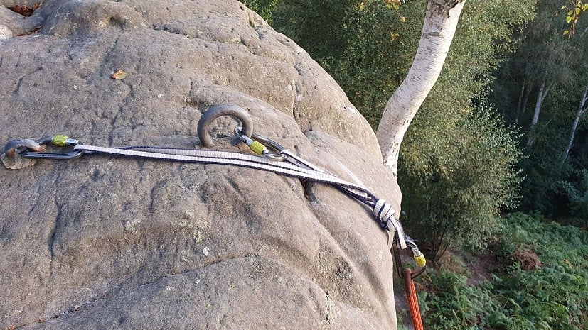 New sandstone anchor set-up.  © Tom Gore