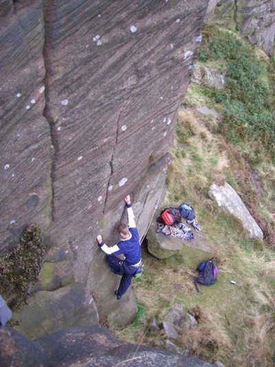 Starting off on an arete route at Hen Cloud  © mrsmesh