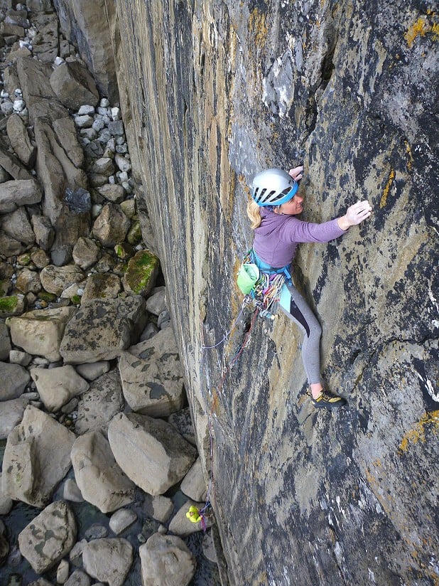 Freja on Zebedee, E4 6a, at Mirror wall &copy D.Russell  © D.Russell