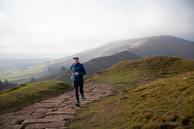 Running across The Great Ridge towards Mam Tor  © UKC Gear