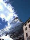 Hornli ridge Matterhorn from the hut, with too much snow