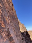 Stretched out on the the big final pitch of ‘Inferno’ on Jebel Rum, Jordan