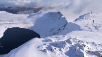 Red Tarn and Striding Edge from Helvellyn Summit