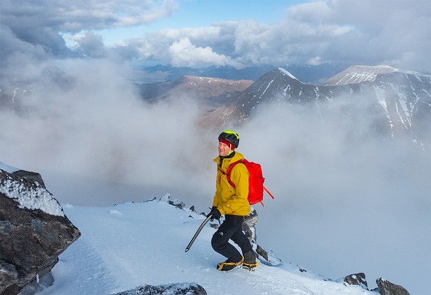 Wearing the Gulo glove on Liathach in early spring  © Dan Bailey