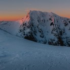 Carn Mor Dearg and Ben Nevis at sunrise this Saturday morning