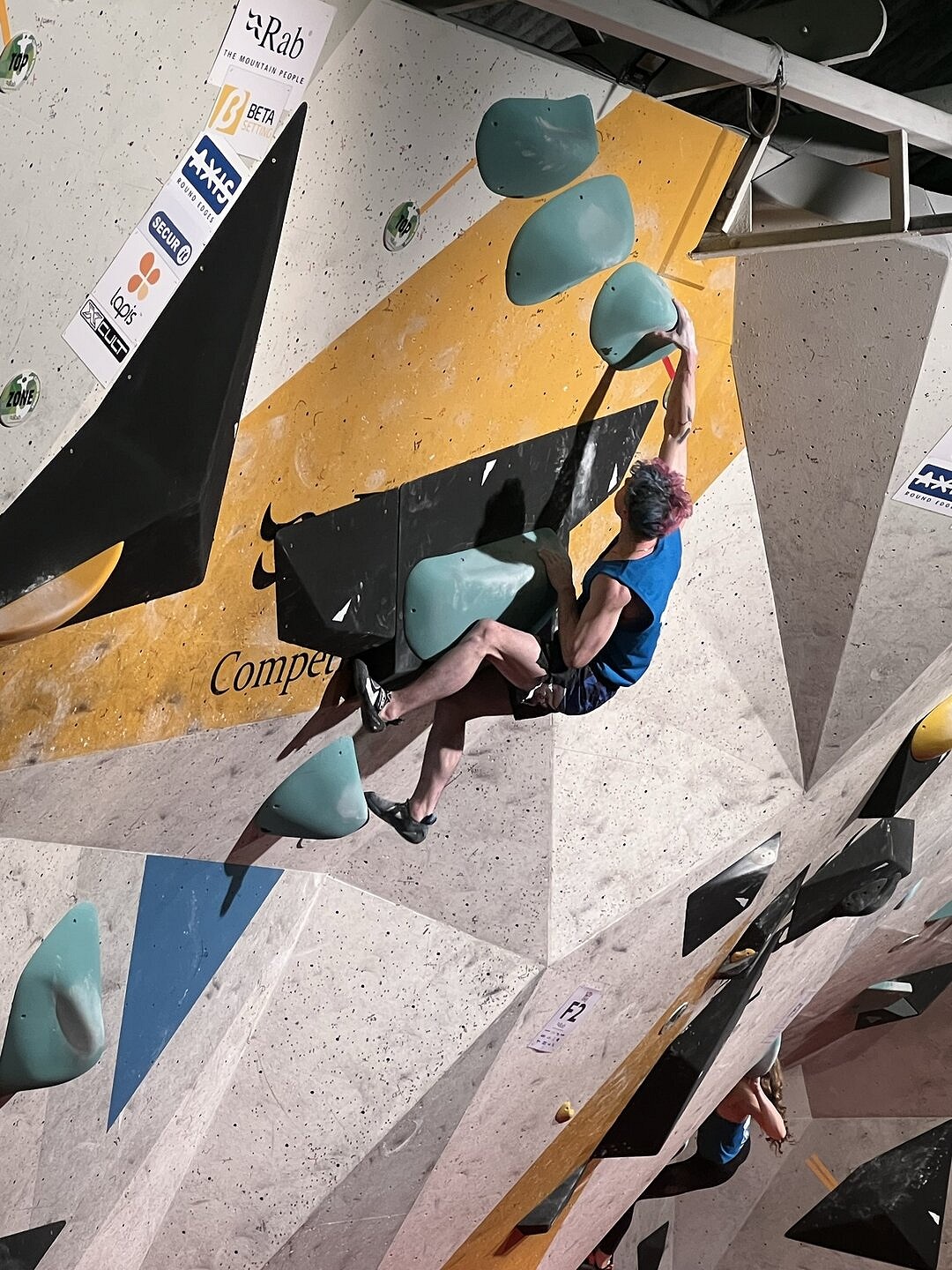 British Bouldering and CWIF Champion Max Milne cooly topping problem 1  © UKC