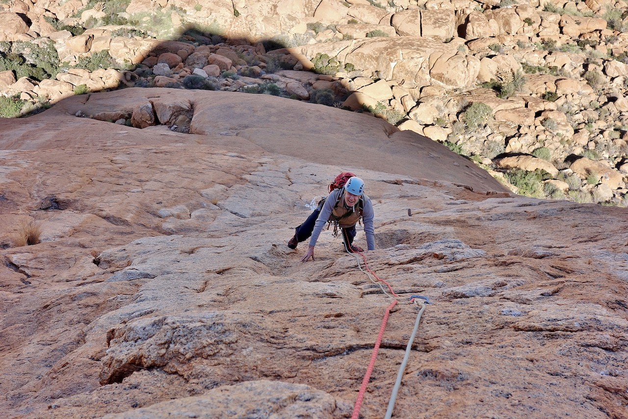 John Fraser coming up the easy sixth pitch of To Bolt Or Not To Bolt.  © Robert Durran