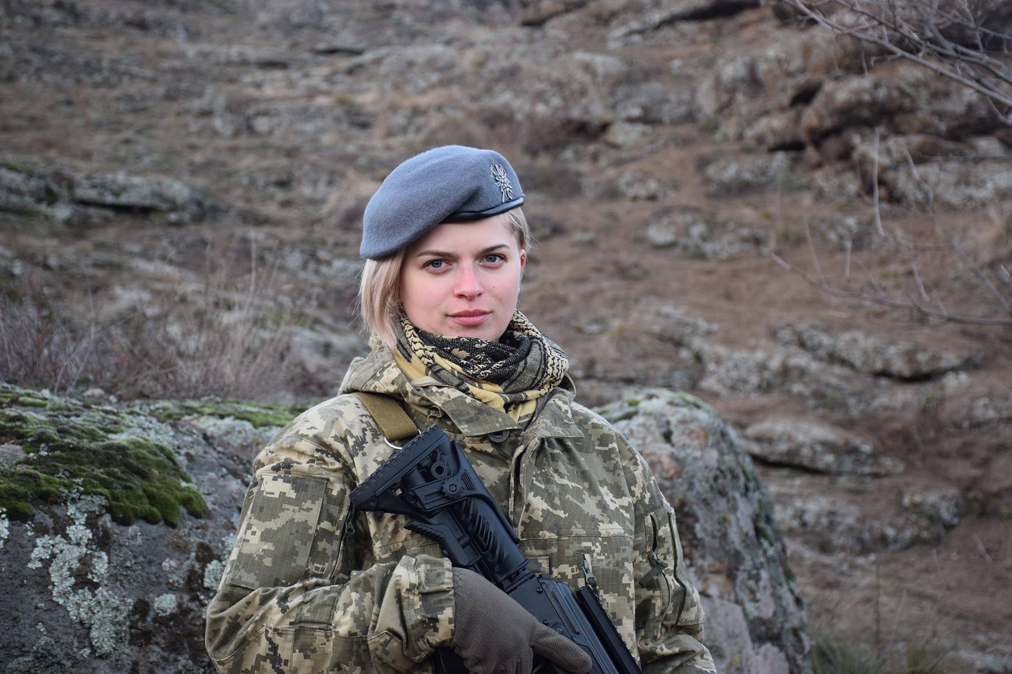 A soldier in the elite 128th mountain battalion beret.  © 128th Separate Mountain Assault Transcarpathian Brigade.