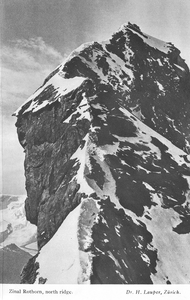 North ridge of the Zinal Rothorn. Actually only one side of it is overhanging  © Leslie Stephen