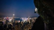 Hong Kong night view! Lily Chow working on “Unbeatable” 8b at Central crag, Hong Kong<br>© Tony Cheung
