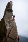 A team ascent of the Needle on a mini Classic Rock Round.