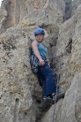 Beth Lambert chilling on first ascent of Ka Mar, Hanga, Sulaymaniyah, Kurdish Region of Iraq