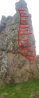 Line of the climb in green. Red arete is out, or in if you want an easier climb!