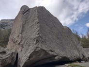Slab climbs downstream from the Massi Del Fiume boulder- L-R 6b+, 7a+, 6b
