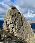 Climber on the Inaccessible Pinnacle, Black Cuillin, Isle of Skye