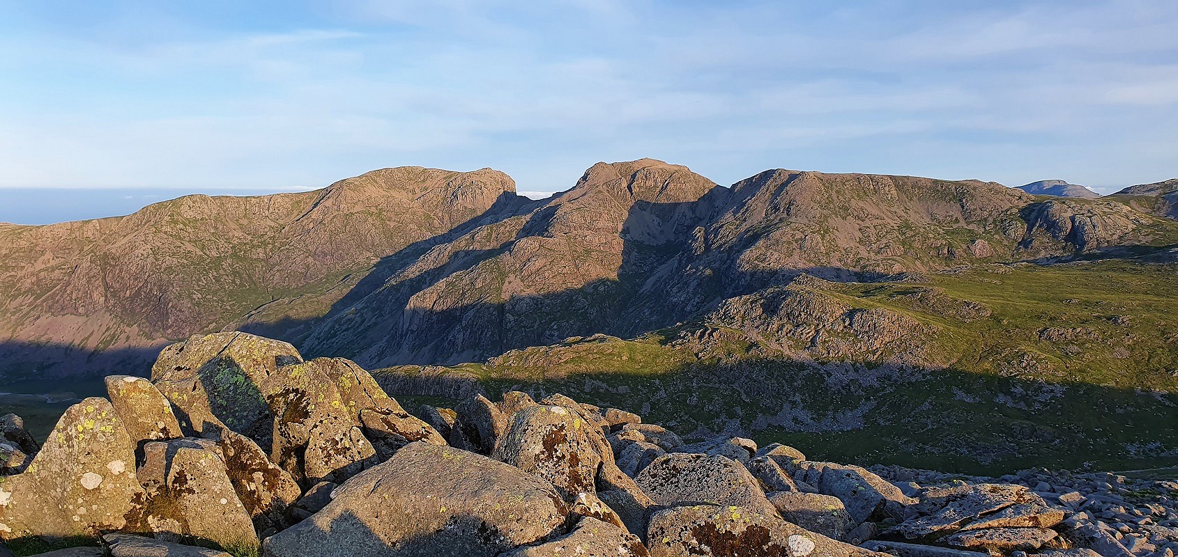 The benefits of an early start: Scafells from Bowfell, 6:20am  © Norman Hadley