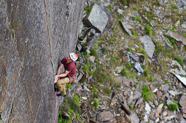 Angus Kille on an earlier attempt at Crac Yr Meistri.  © Ray Wood
