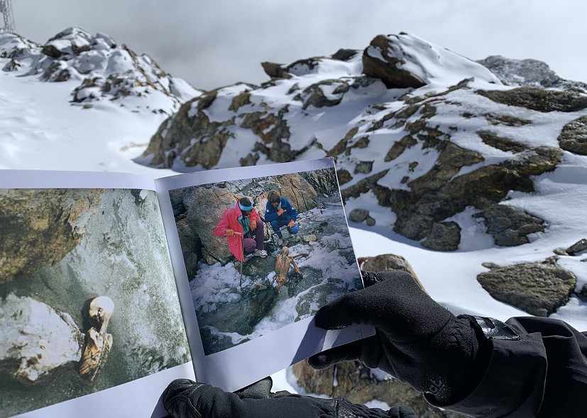 Photos of the 'glacier corpse'.  © James Crawford
