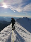 Starting the descent along the snow ridge on top of the Weissmeis 4000m