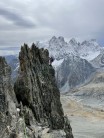Traverse of the 4th arete with Mount Pelvoux and the Ailefroide in the background