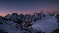 Domes de Neige from Pic Du Glacier d'Arsine just before a sunrise flight from just below the summit.
