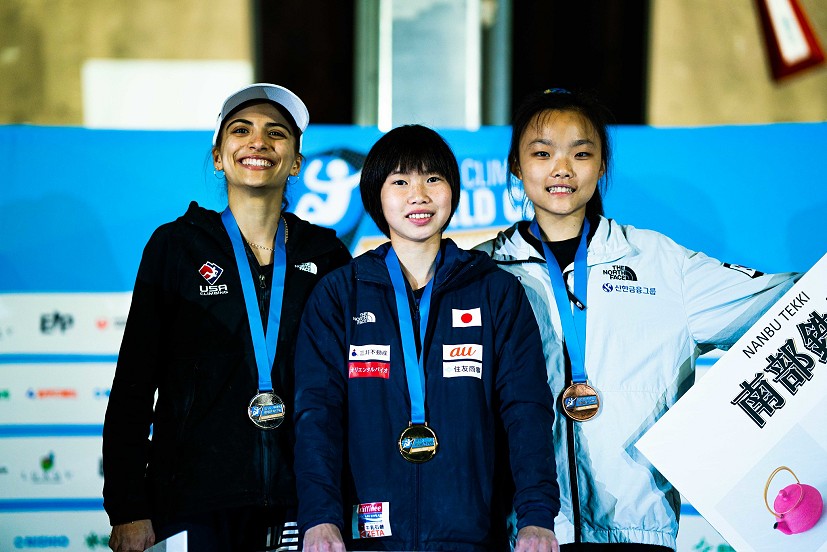 Women's podium: Morioka Combined World Cup.  © Lena Drapella/IFSC