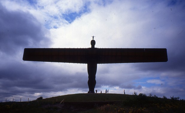 Leo on top of The Angel of the North  © Adam Wainwright
