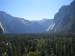 View of Yosemite Valley and Half Dome from Pitch 2 of Regular Route, Sunnyside Bench.