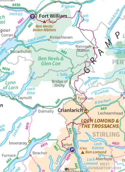 The WHHW is rather more challenging than the WHW proper  © Ordnance Survey