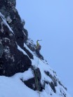 Ali Rose on the final pitch of Bodach Buttress