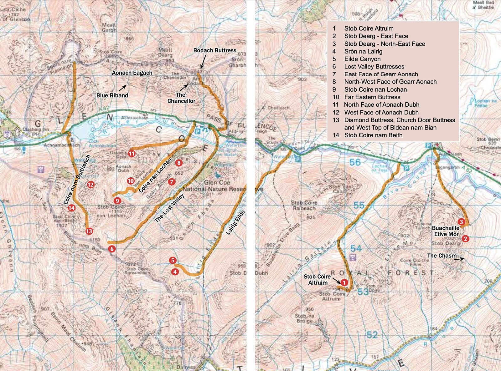 Glen Coe Map  © UKC Gear