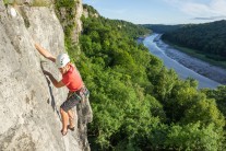 Ben on Valley Forge, Wintours Leap (E2 5c)