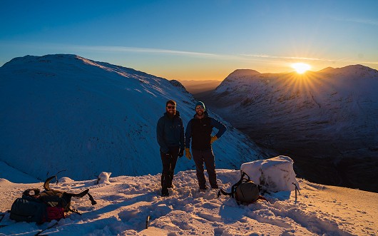 Aonach Eagach. Smiles and sun flare.  We all knew today was going to be a perfect day  © Siwoodward