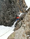 First pitch of Pareri Contrastanti (WI3) in thin conditions.