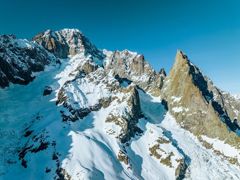 The difficult to access west face of the Aiguille Noire de Peuterey.  © Charley Radcliffe/@charley.radcliffe