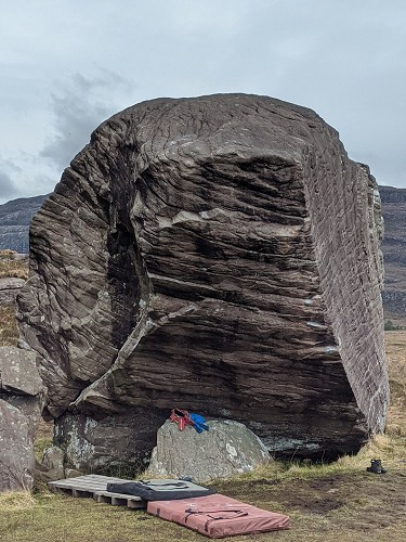 The Ship Boulder. The Magna Strata 8B+ is on the slab on the right hand side of the photo, left of The Mission, 7B.  © Redman