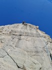 The top of East Coast Traverse (7a?) which is the anchors to La Placa Alacar (7b)