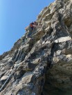 Super sunny climbing on Resurrection HS 4b