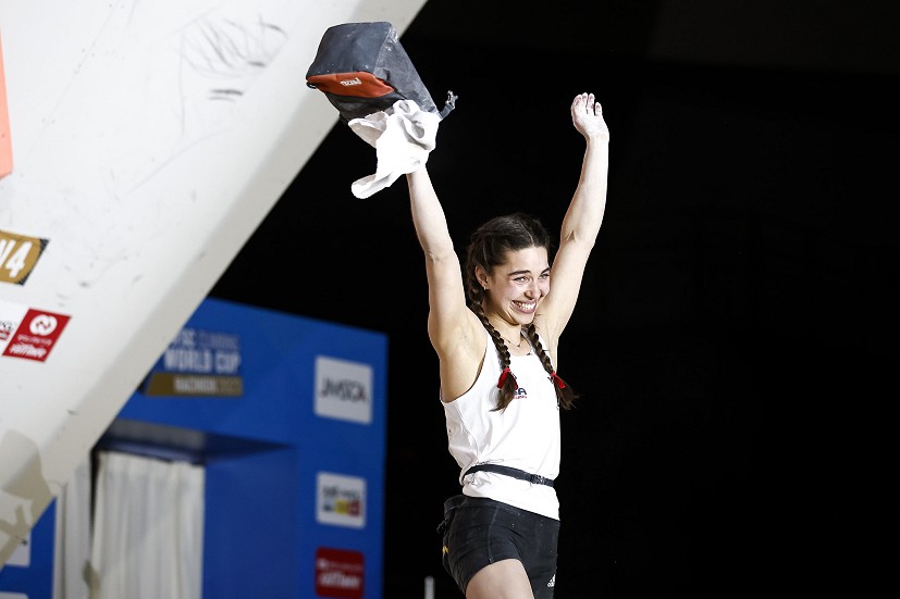Brooke Raboutou won her first IFSC World Cup gold.  © Dimitris Tosidis/IFSC