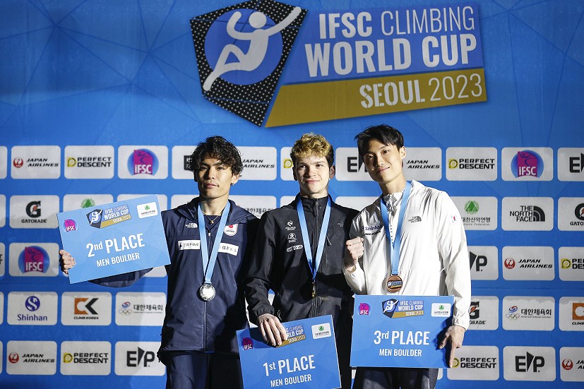 Men's podium Seoul 2023.  © Dimitris Tosidis/IFSC