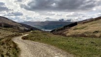 Spring view of Lawers Ridge, Lawers village & Loch Tay from Glen Almond, taken on a bikepacking ride through to Killin